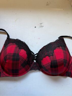Red Plaid Lace Push-Up Bra Torrid Size 46DD